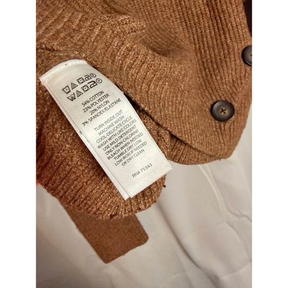 YES LOLA Brown Cowl Neck Chunky Knit Button Accent Sweater Size L - Picture 5 of 9